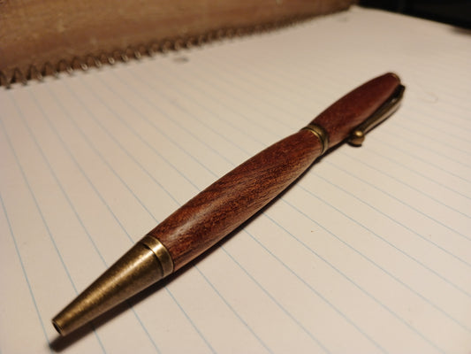 Sapele Twist Pen - Antique Brass