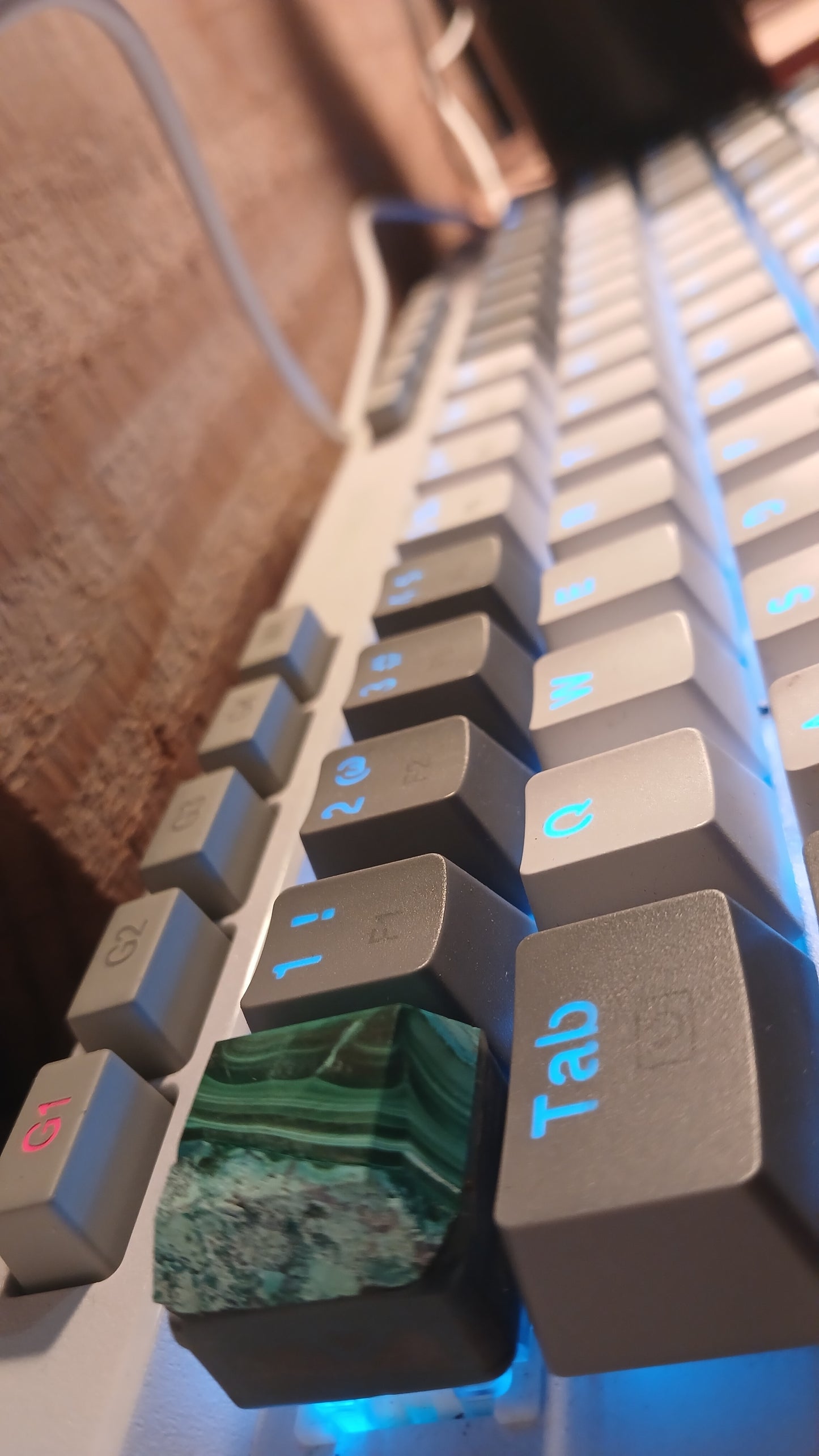 Malachite Keycap with Chrysocolla (Prototype)