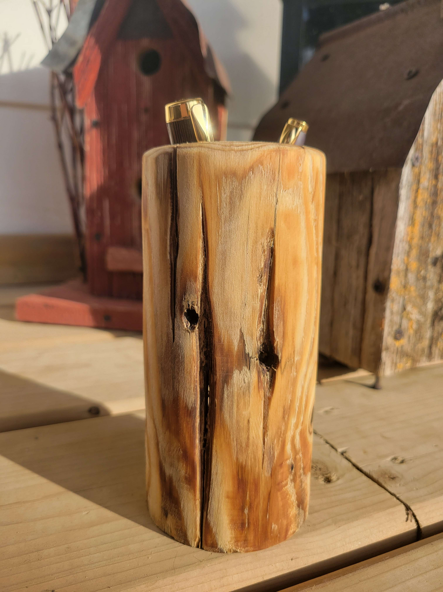 Reclaimed Pine - Stitched Pencil Holder