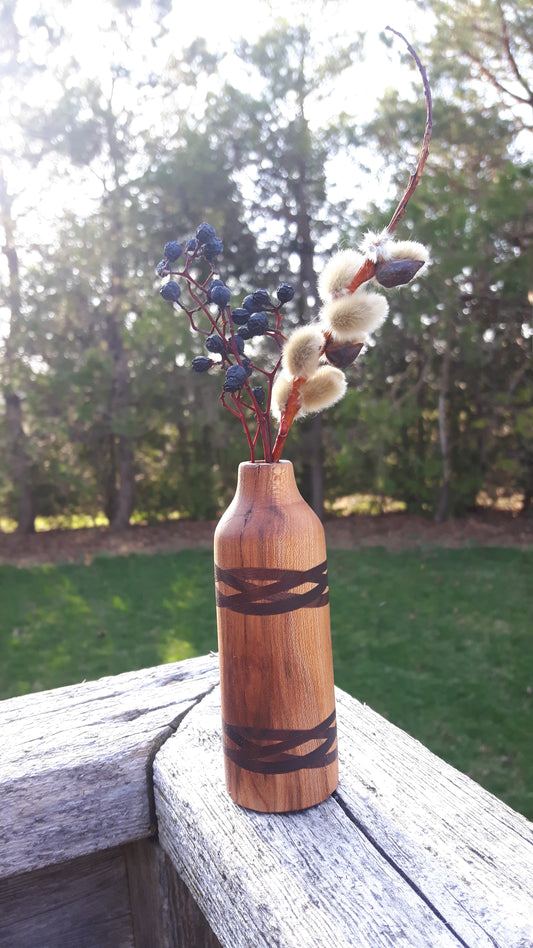 Rustic Bud Vase with Celtic Inlay